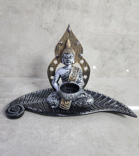 Silver Buddha Candle Holder