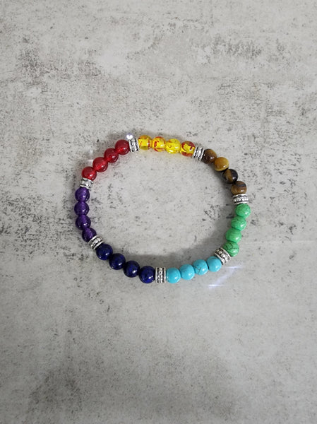 7 Chakra Stone Bracelet - Small Bead