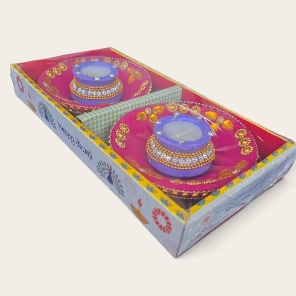 Wax Clay Matka with Tray (Pack of 2)