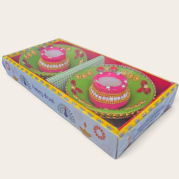 Wax Clay Matka with Tray (Pack of 2)