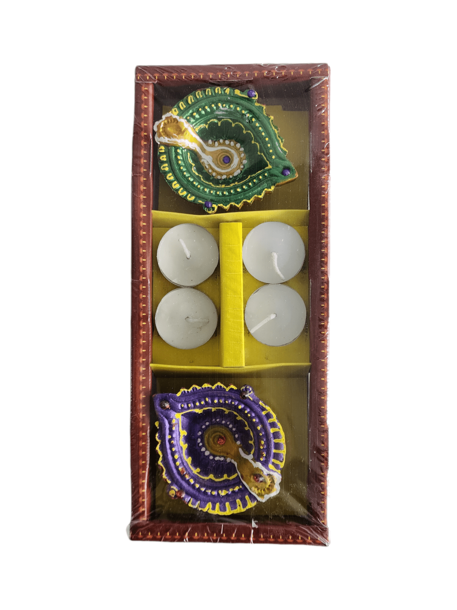 Hand Painted Clay Lamp with Tealight Candles