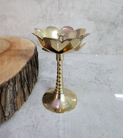 Brass Flower Oil Lamp