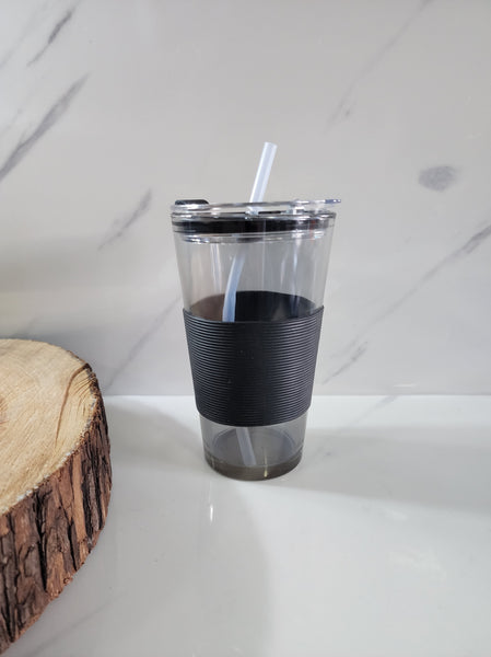 Glass Coffee Cup with Straw