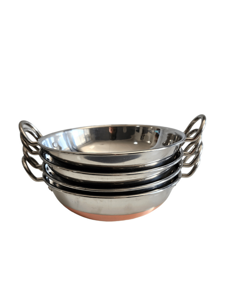 Set of 4 Copper Kadai (Serving Dish)