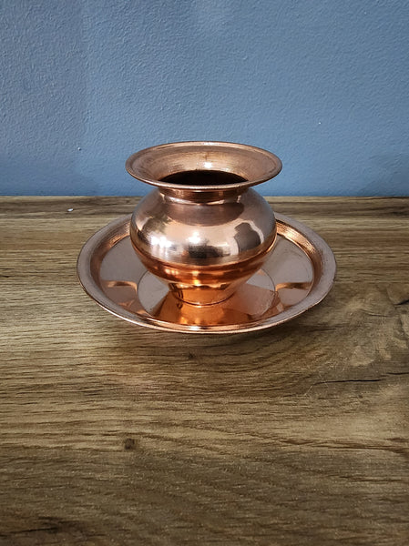 Small Copper Lota and Tray Set