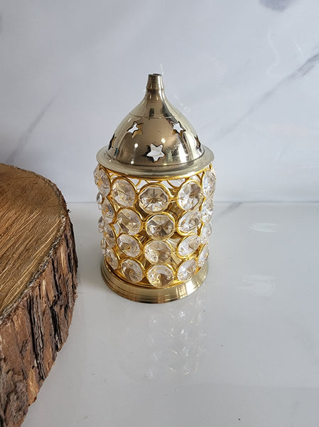 Brass Crystal Oil Lamp