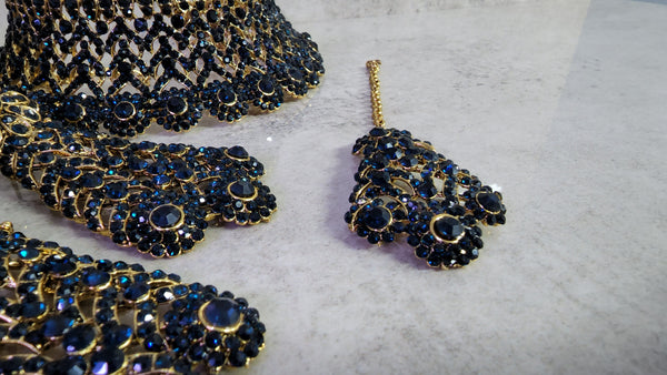 Dark Blue and Gold Jewellery Choker Set