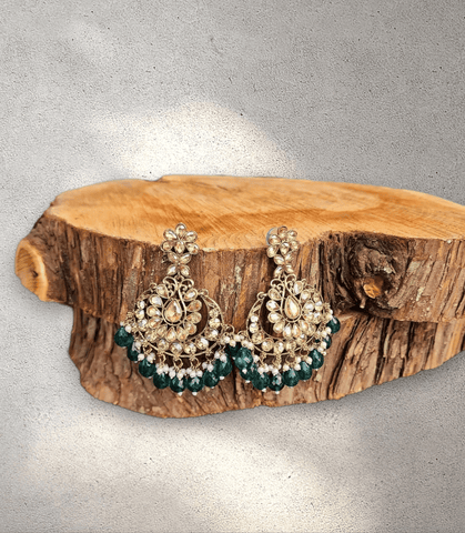 Dark Green Pearl Blossom Jhumka