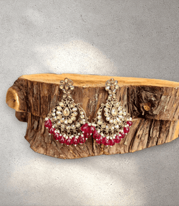 Dark Pink Pearl Blossom Jhumka