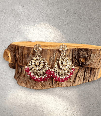 Dark Pink Pearl Blossom Jhumka