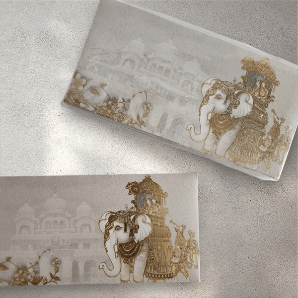 Gold Elephant Bride and Groom Envelope (Pack of 10)