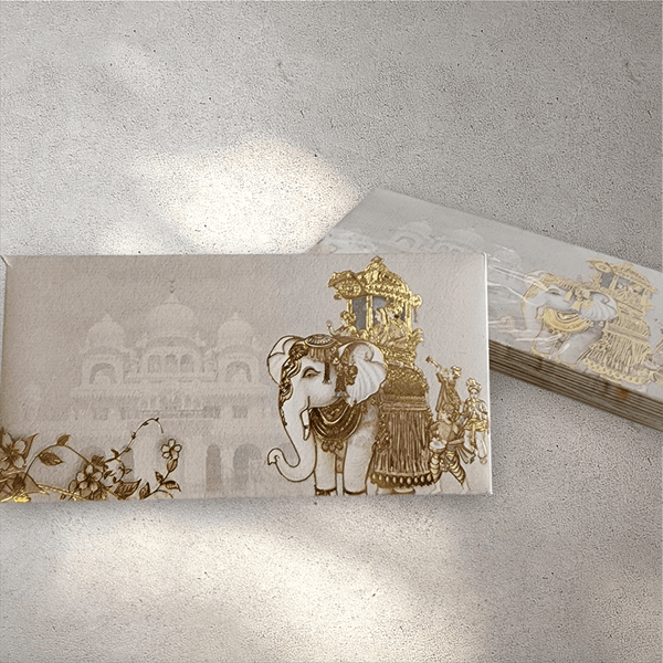 Gold Elephant Bride and Groom Envelope (Pack of 10)