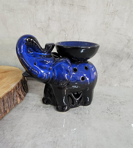 Blue and Black Elephant Ceramic Oil Burner