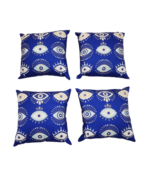 Set of 4 Blue Evil Eye Scatter Cushions - Style 2