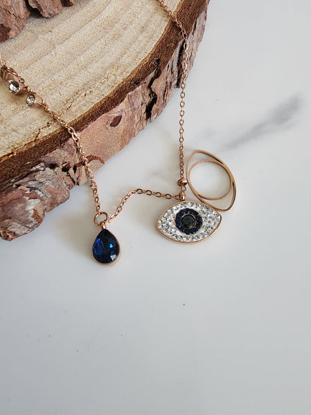 Rose Gold Evil Eye Necklace