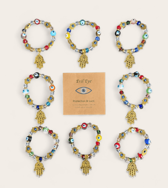 Multi Colour Hamsa Hand and Evil Eye Charm Bracelet