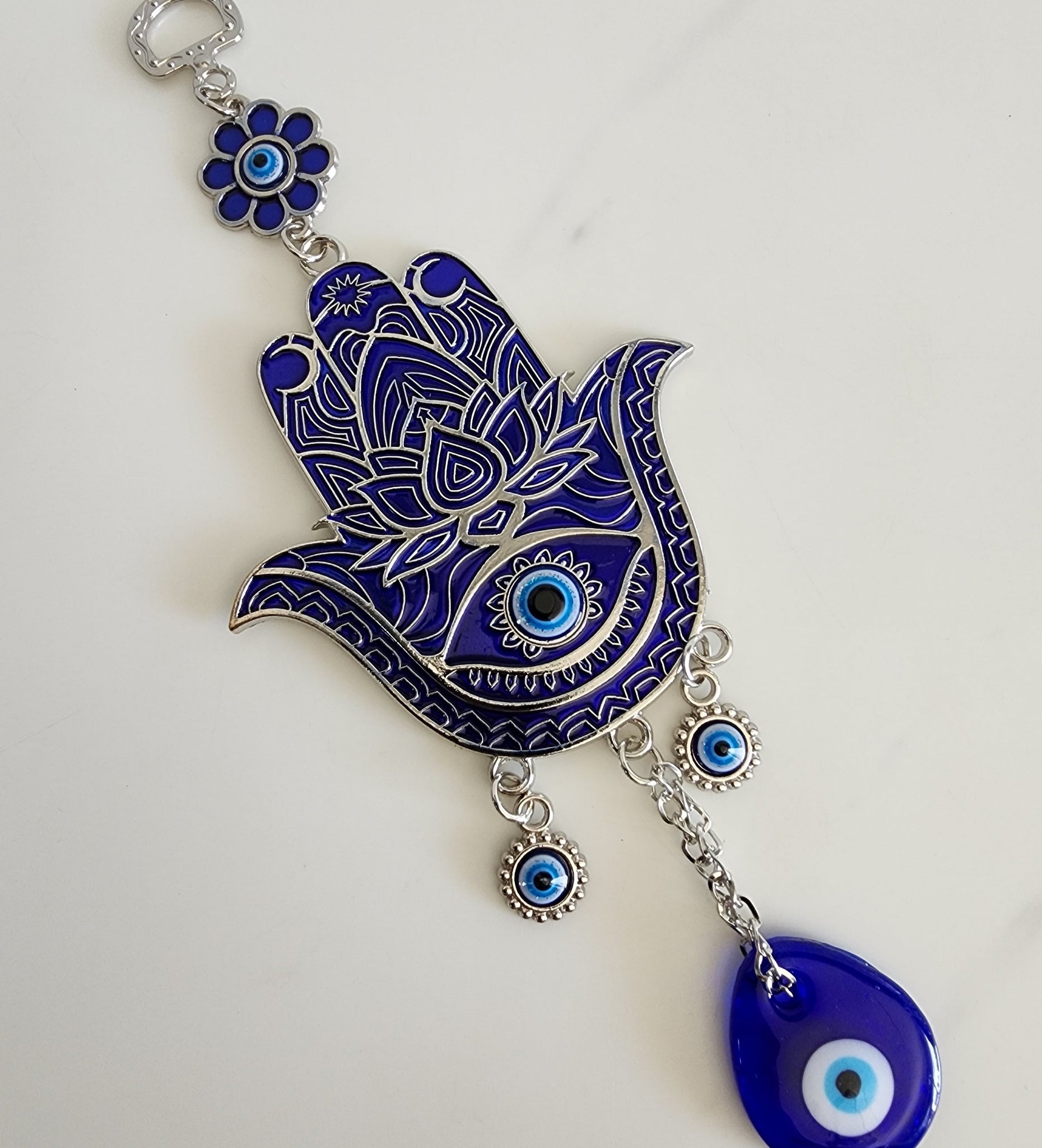 Blue Evil Eye Hamsa Hand Hanging Ornament