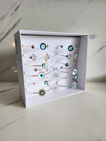 Set of 12 Metal Evil Eye Bangles - Box 2