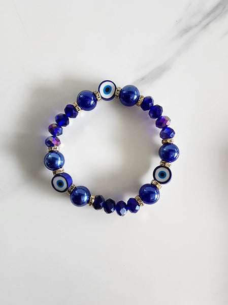 Blue and Purple Evil Eye Bracelet