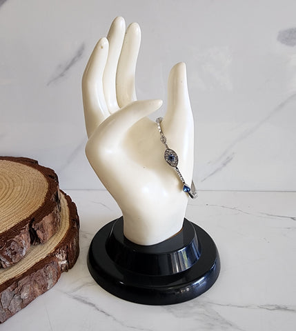 Silver Metal Evil Eye Bangle