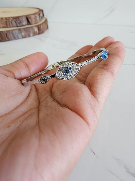 Silver Metal Evil Eye Bangle