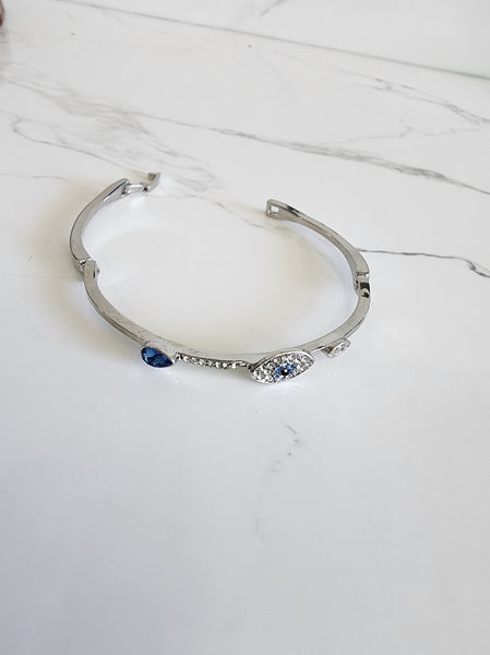 Silver Metal Evil Eye Bangle