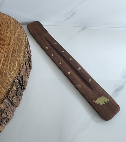 Flat Wooden Elephant Incense Holder