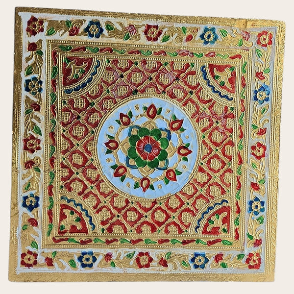 Gold Floral Foil Bedhi/ Bajoth (37cm x 37cm)