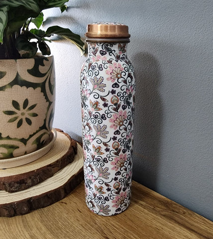 Floral Design Copper Water Bottle 950ml