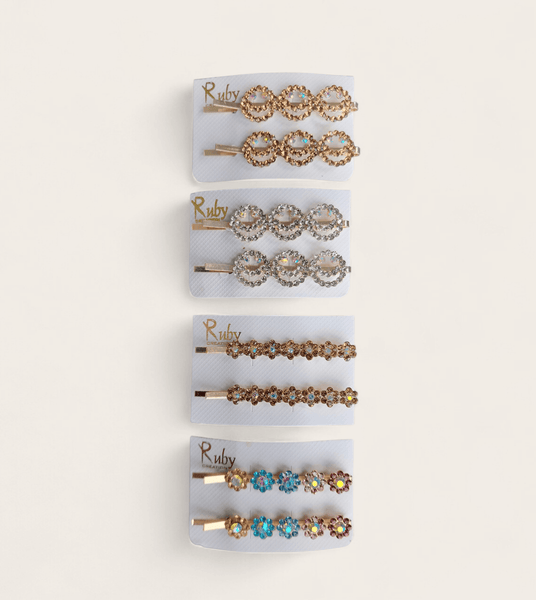 Rhinestone Hair Clips/ Slides (Set of 2)