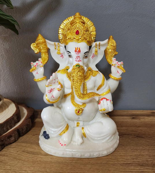 White and Gold Ganesha Murthi