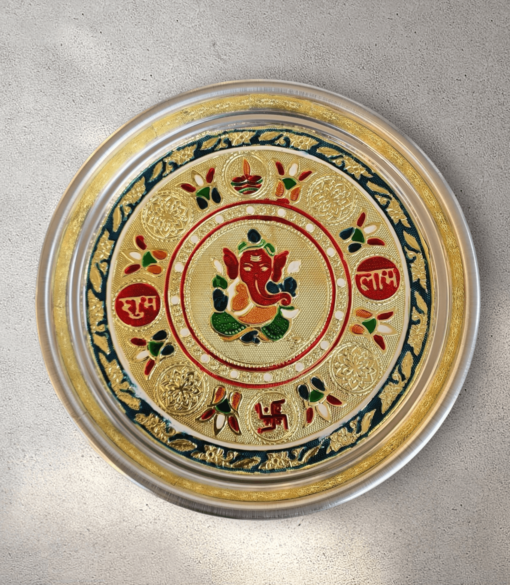 Ganesha Stainless Steel Meena Pooja Tray