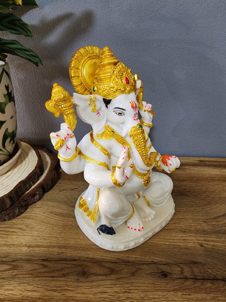 White and Gold Ganesha Murthi