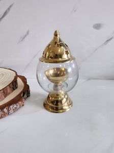 Glass Dome Brass Oil Lamp