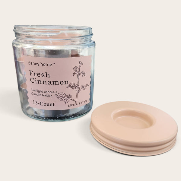 Cinnamon Scented Tealight and Glass Jar Holder