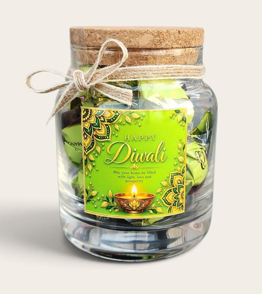Diwali Glass Jar and Chocolate Gift