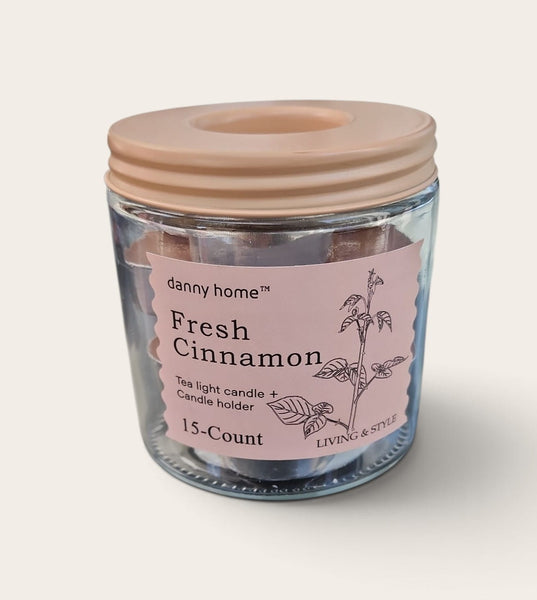 Cinnamon Scented Tealight and Glass Jar Holder