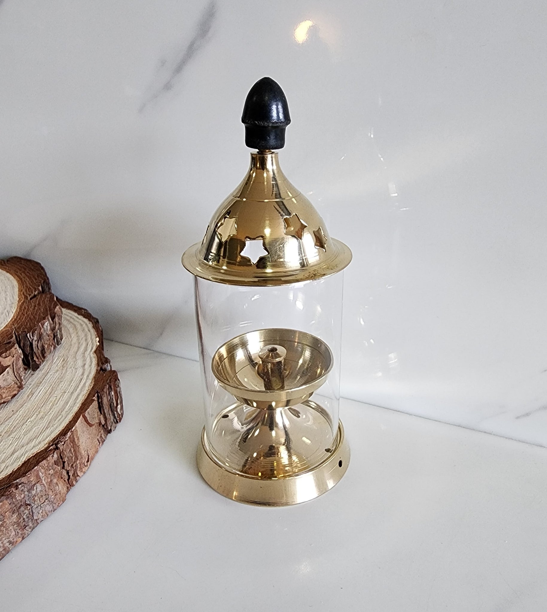 Glass Brass Oil Lamp