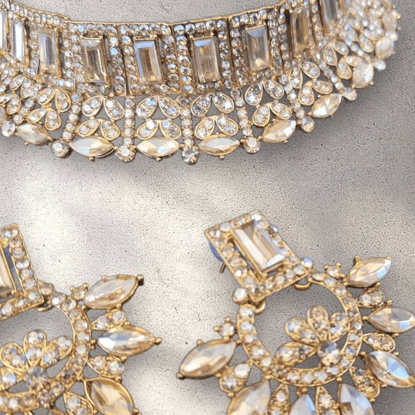 Gold Choker Jewellery Set - Style 3