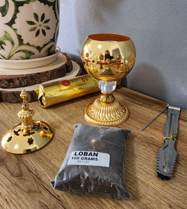 Fancy Metallic Loban Burner Combo - Gold