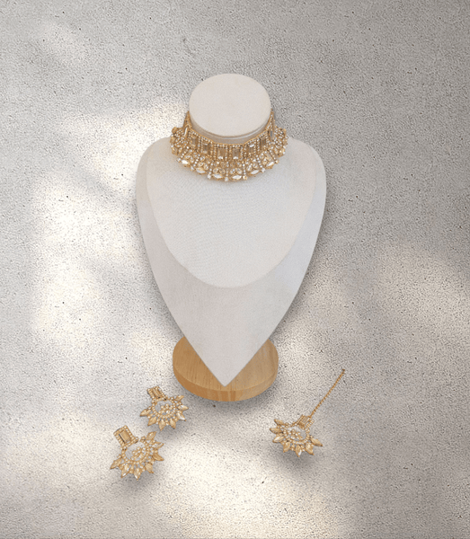 Gold Choker Jewellery Set - Style 3
