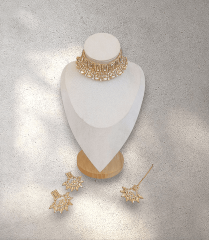 Gold Choker Jewellery Set - Style 3