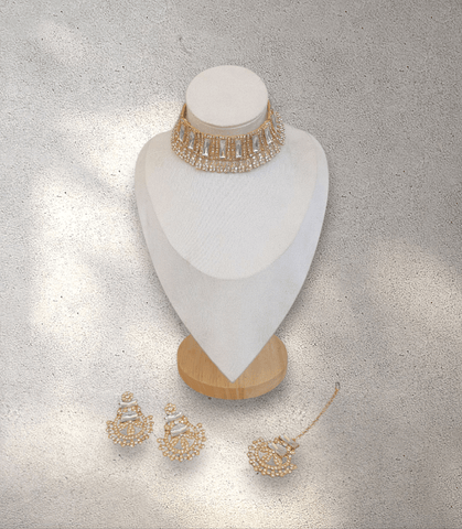 Gold Choker Jewellery Set - Style 2