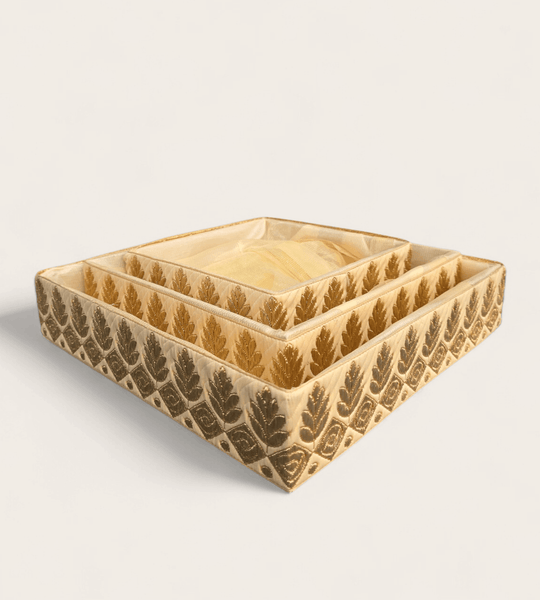 Ivory and Gold Sequin Gift Box - Set of 3