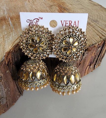 Gold and Bronze Jhumka (Earring) - Design 6