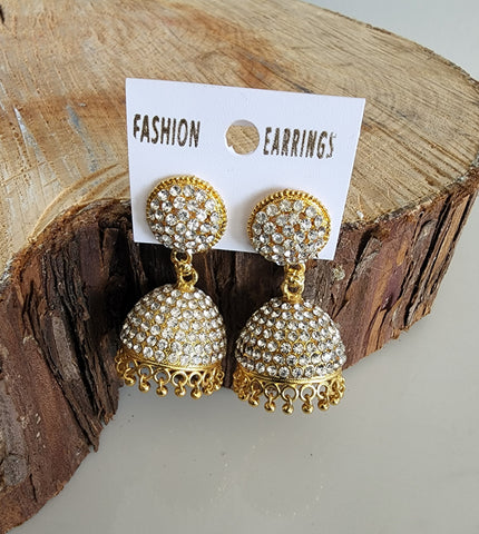 Gold and Silver Jhumka (Earring) - Design 1