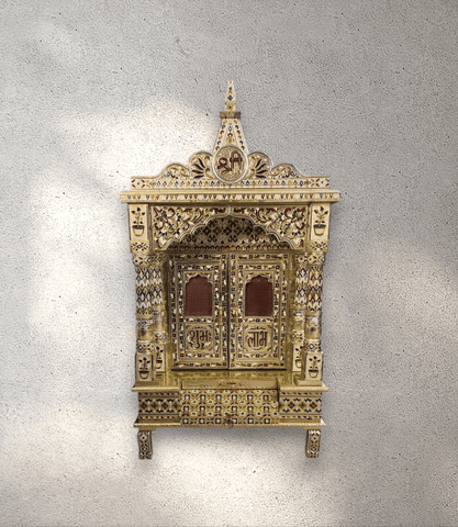 Gold Wooden Prayer Mandhir