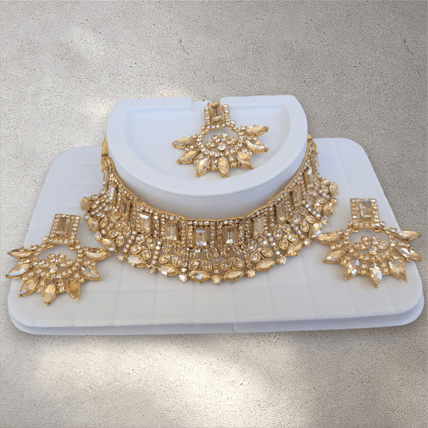 Gold Choker Jewellery Set - Style 3