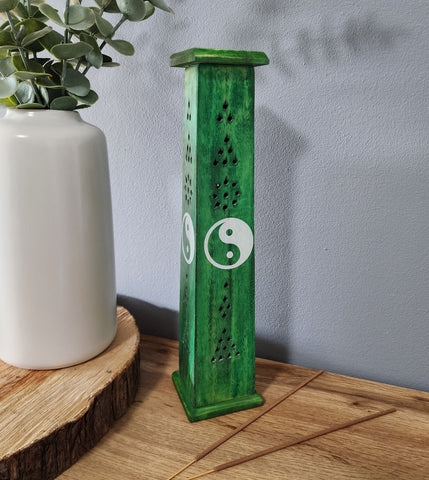 Green Ying Yang Wooden Incense Holder