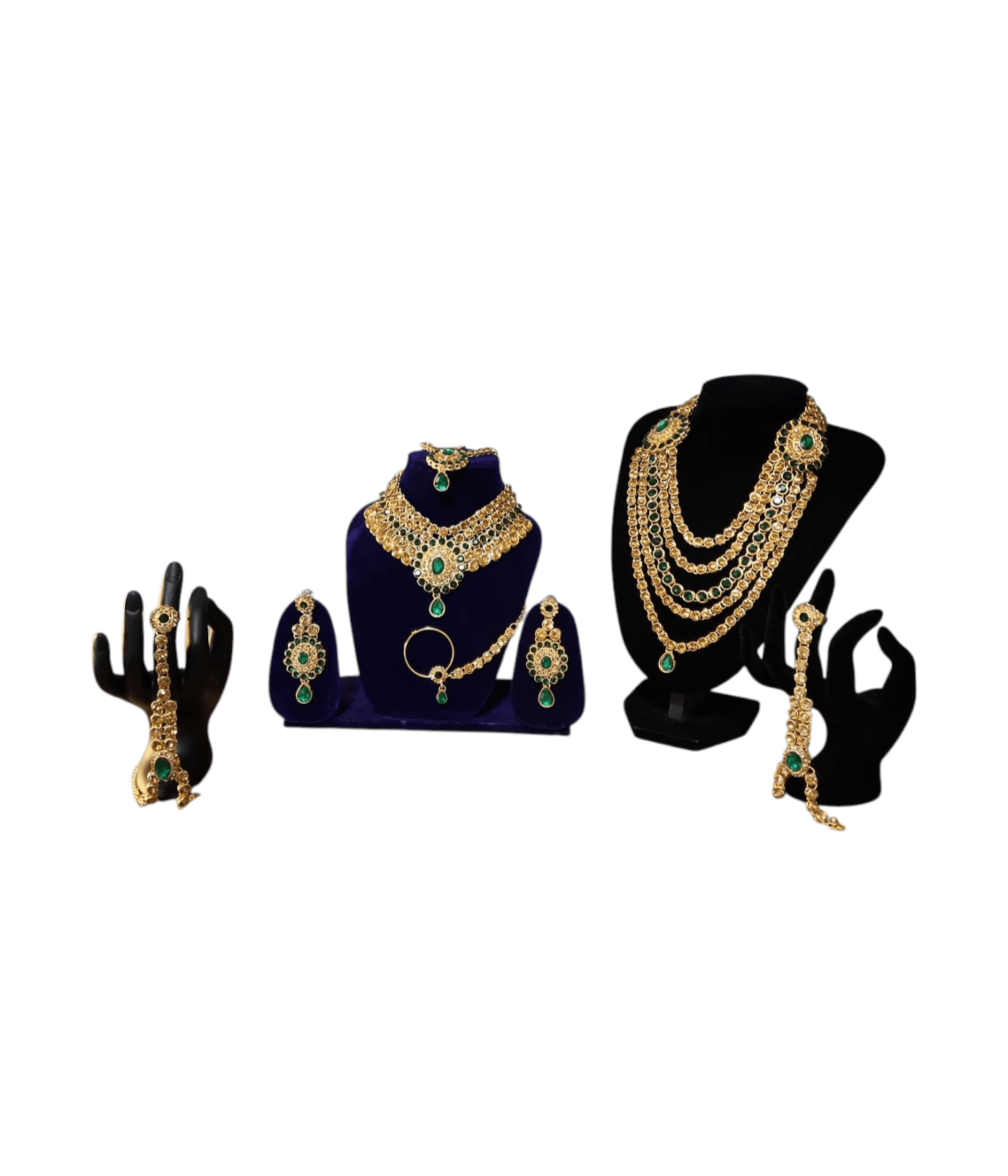 Gold and Green Full Bridal Jewellery Set - Style 2